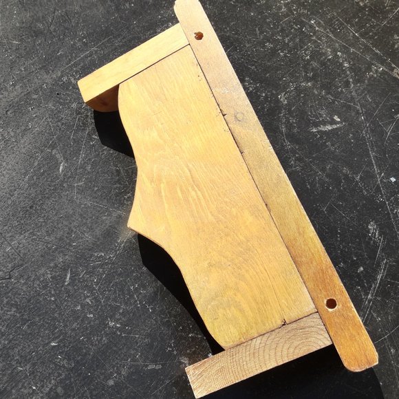 Wood Display Shelf w/ Hooks Boho Wooden Shelf Rack Wall Hanging Farmhouse Decor - Picture 4 of 9